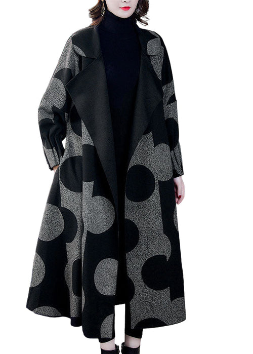 Women's Long Sleeve Loose Jacket with Patchwork and Dots