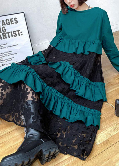 Women's Long Sleeve Ruffle Dress Bohemian Style