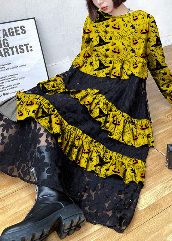 Women's Long Sleeve Ruffle Dress Bohemian Style