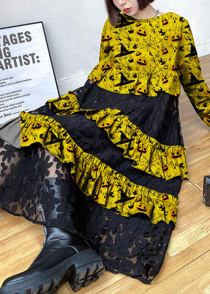 Women's Long Sleeve Ruffle Dress Bohemian Style