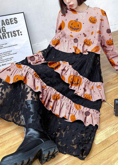 Women's Long Sleeve Ruffle Dress Bohemian Style
