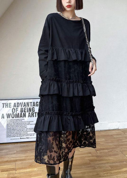 Women's Long Sleeve Ruffle Dress Bohemian Style