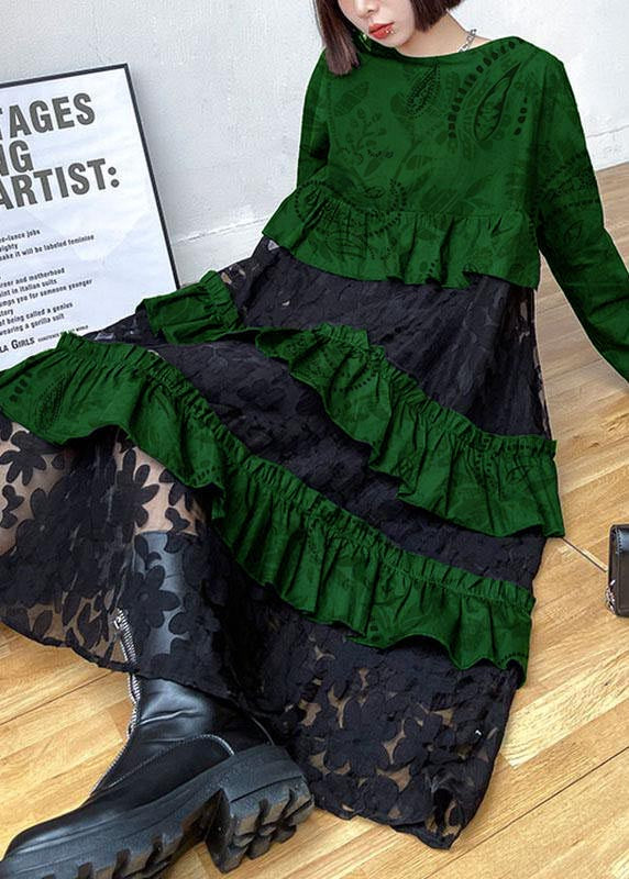 Women's Long Sleeve Ruffle Dress Bohemian Style