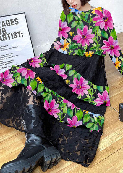 Women's Long Sleeve Ruffle Dress Bohemian Style