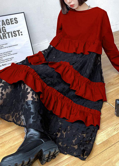 Women's Long Sleeve Ruffle Dress Bohemian Style