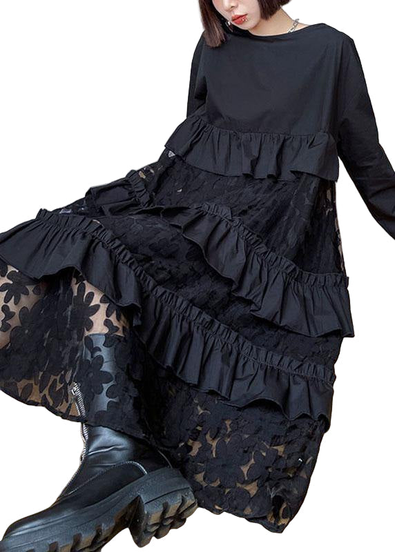 Women's Long Sleeve Ruffle Dress Bohemian Style