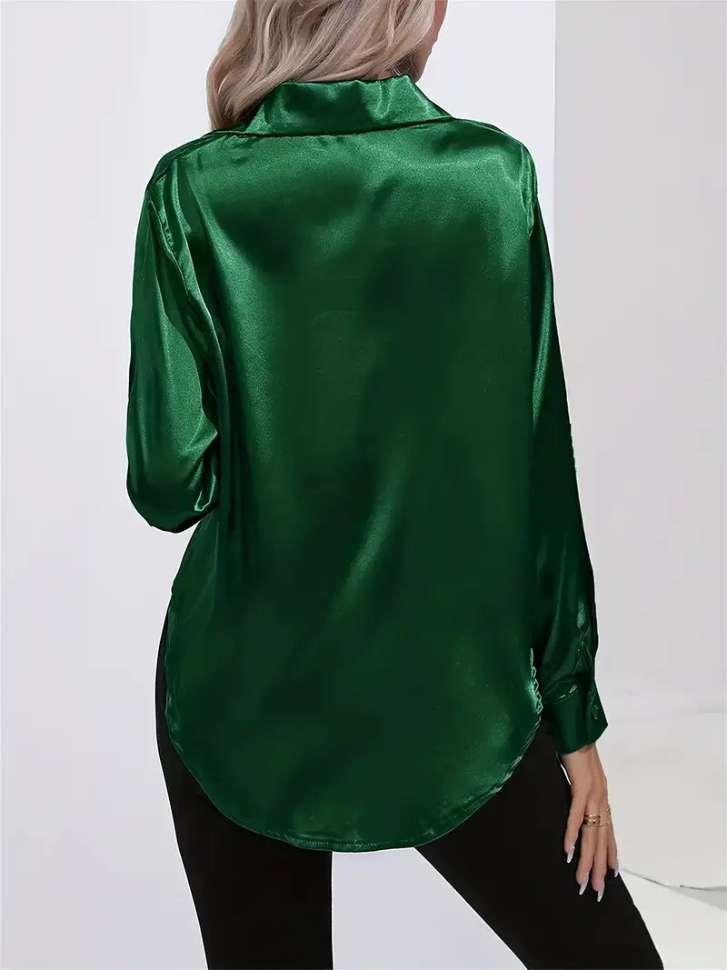 Women's Long-Sleeve Shirt Button-down Cotton Blend