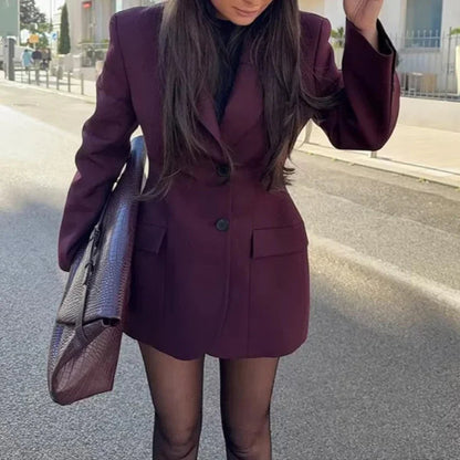 Women's Long-Sleeved Blazer Dress For Business And Social Occasions