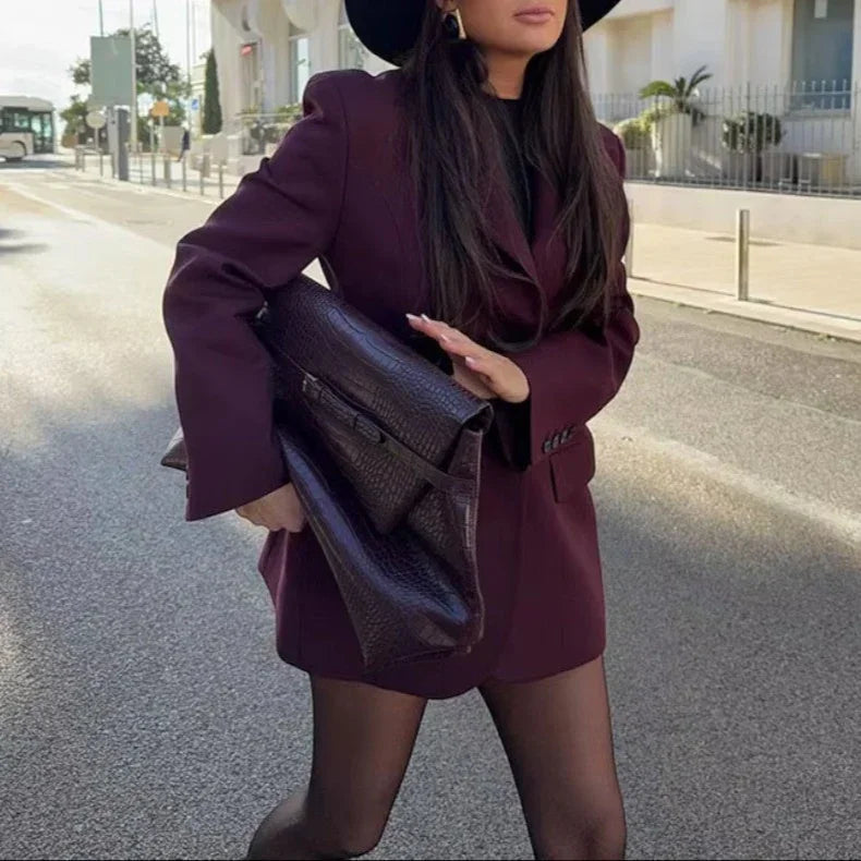 Women's Long-Sleeved Blazer Dress For Business And Social Occasions