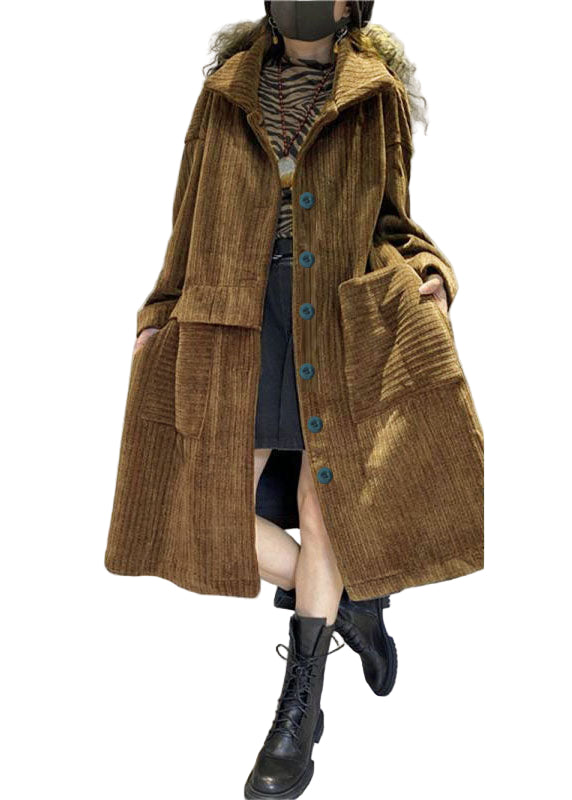 Women's Long-Sleeved Cotton Corduroy Jacket with Pockets