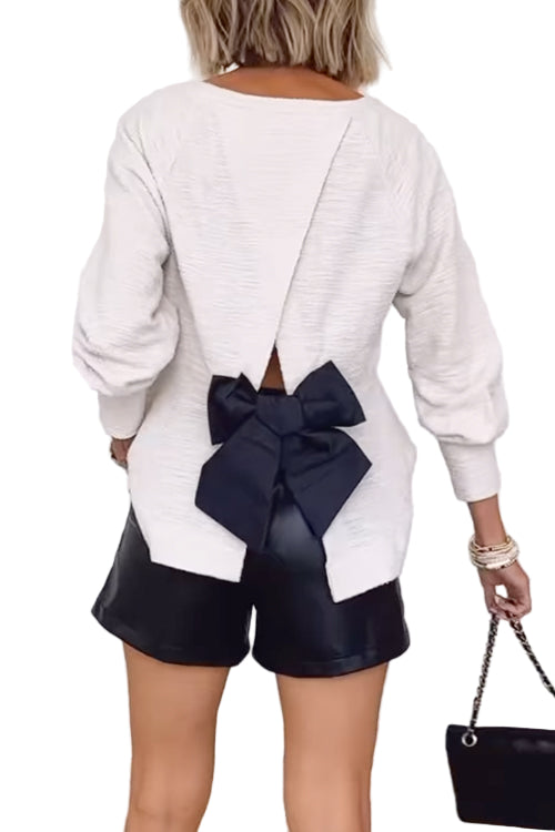 Women's Long-Sleeved Top with Bow on Back