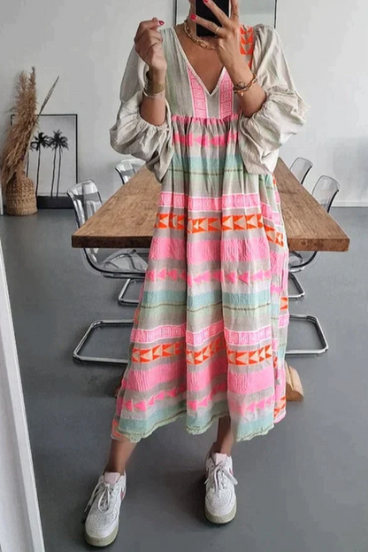 Women's Long Summer Dress Colourful Breathable Fabric Elegant Style
