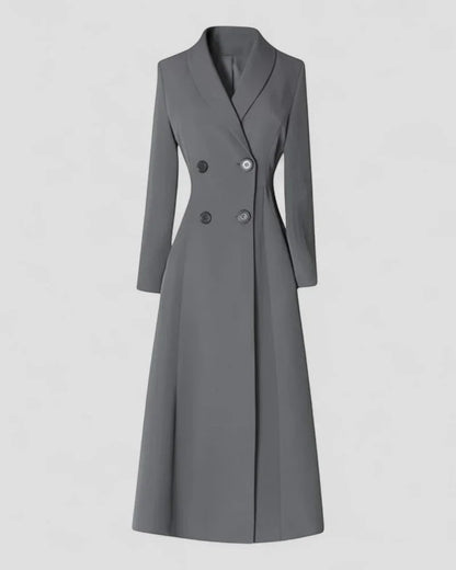 Women's Long Trench Coat With Button Detail