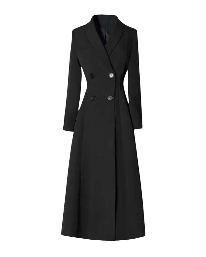 Women's Long Trench Coat With Button Detail