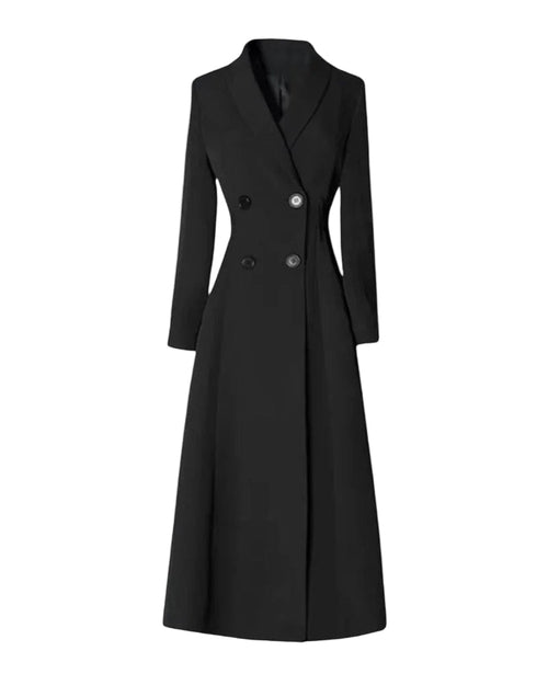 Women's Long Trench Coat With Button Detail
