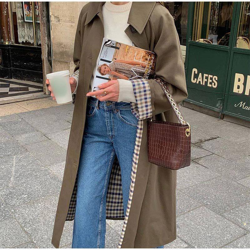 Women's Long Trench Coat with Mesh Lining