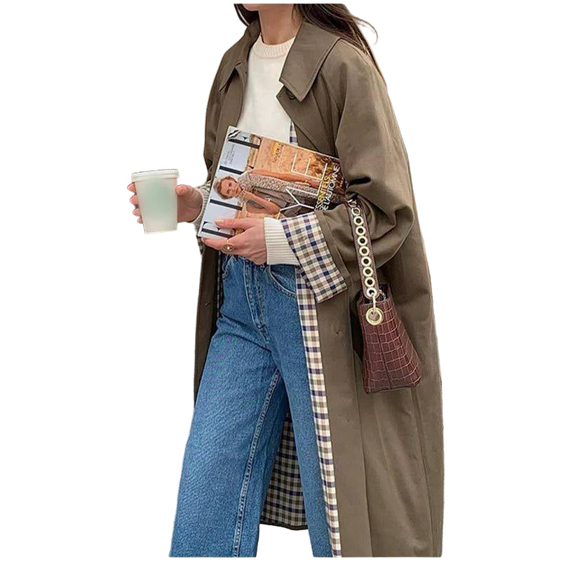Women's Long Trench Coat with Mesh Lining