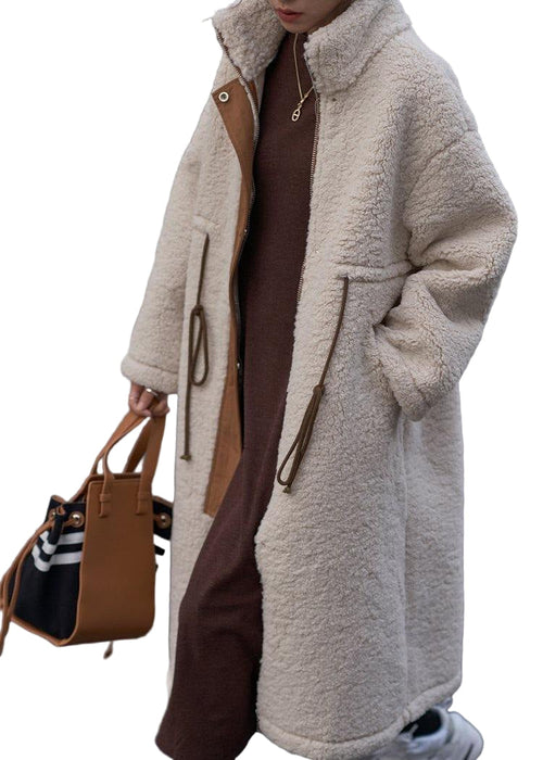 Women's Long Winter Coat High-fitting With Drawstring