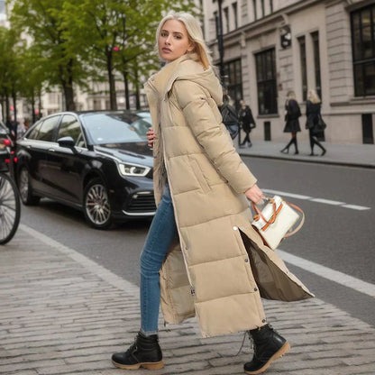 Women's Long Winter Coat Quilted Polyester Modern Cut
