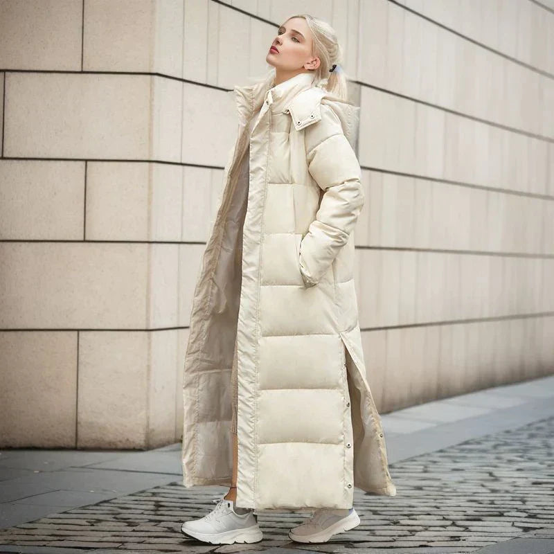 Women's Long Winter Coat Quilted Polyester Modern Cut