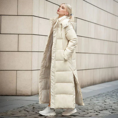 Women's Long Winter Coat Quilted Polyester Modern Cut