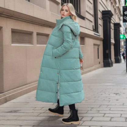 Women's Long Winter Coat Quilted Polyester Modern Cut