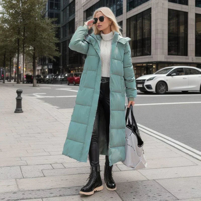 Women's Long Winter Coat Quilted Polyester Modern Cut