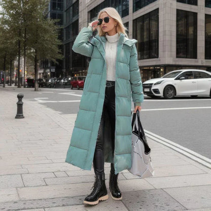 Women's Long Winter Coat Quilted Polyester Modern Cut