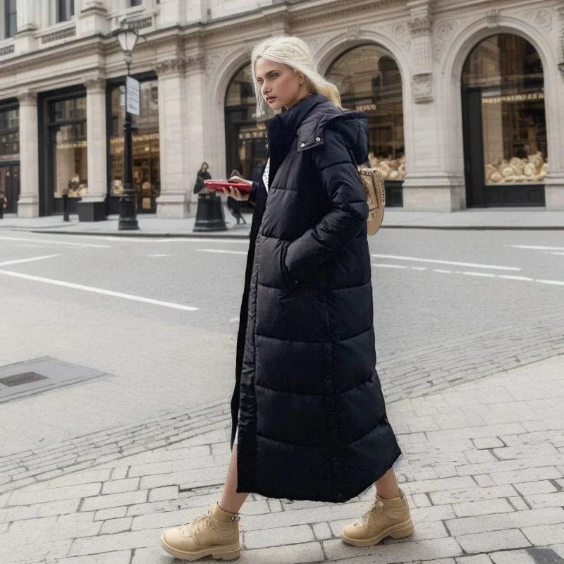 Women's Long Winter Coat Quilted Polyester Modern Cut
