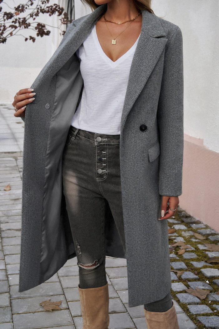Women's Long Winter Coat Tailored with Texture