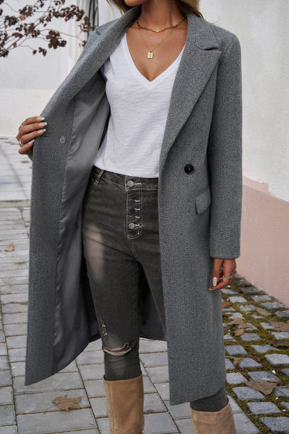 Women's Long Winter Coat Tailored with Texture