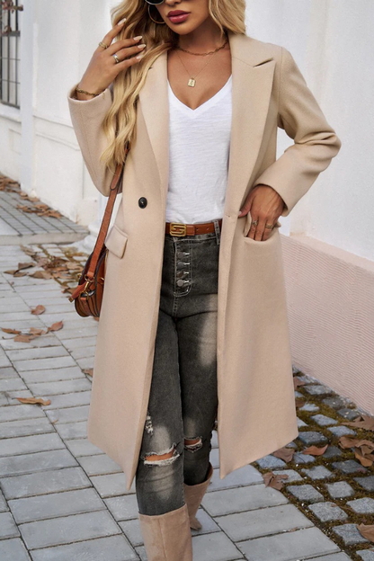 Women's Long Winter Coat Tailored with Texture