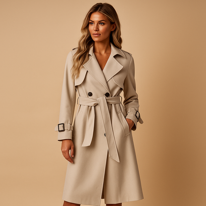 Women's Long Winter Coat With Double Buttons