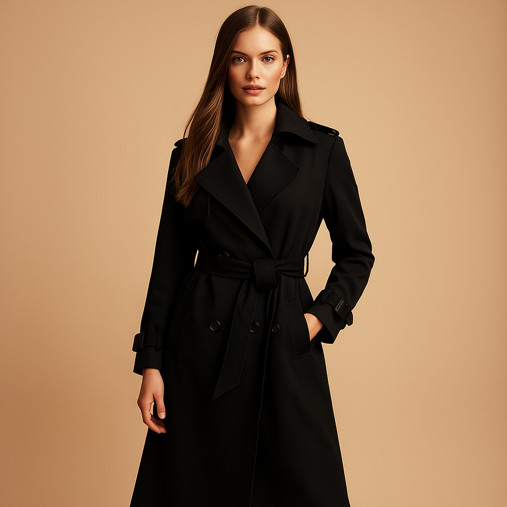 Women's Long Winter Coat With Double Buttons
