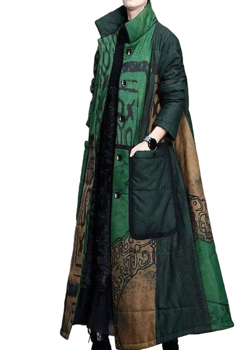 Women's Long Winter Coat With Print And Pockets For Colder Months