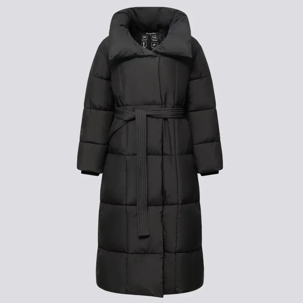 Women's Long Winter Coat with Belt