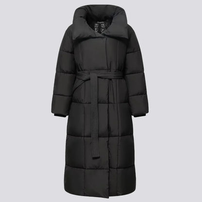 Women's Long Winter Coat with Belt