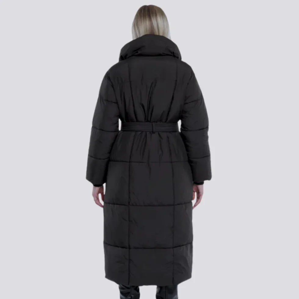 Women's Long Winter Coat with Belt