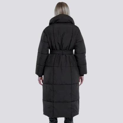 Women's Long Winter Coat with Belt