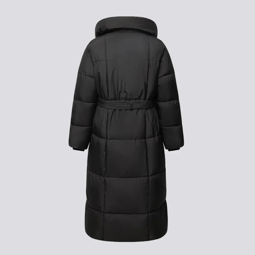 Women's Long Winter Coat with Belt