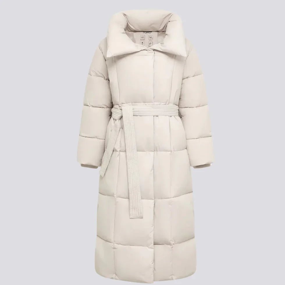 Women's Long Winter Coat with Belt