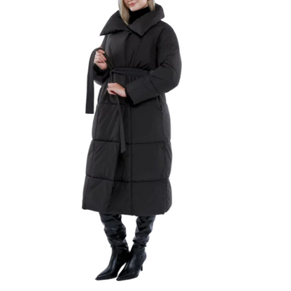 Women's Long Winter Coat with Belt