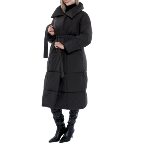 Women's Long Winter Coat with Belt