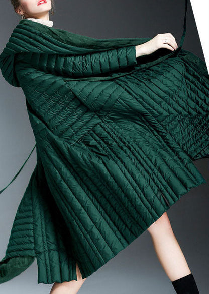 Women's Long Winter Coat with Green Pocket Print for Comfort and Style