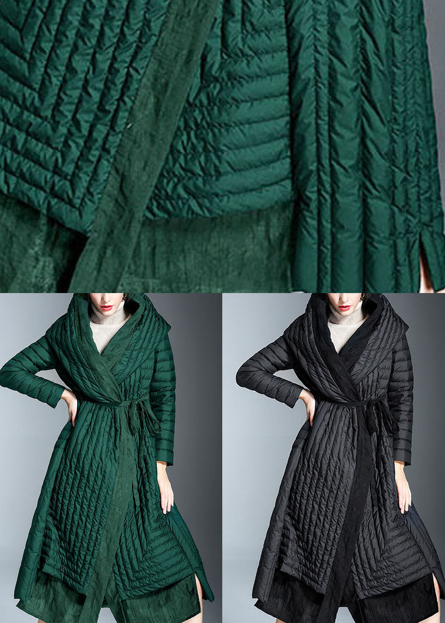 Women's Long Winter Coat with Green Pocket Print for Comfort and Style