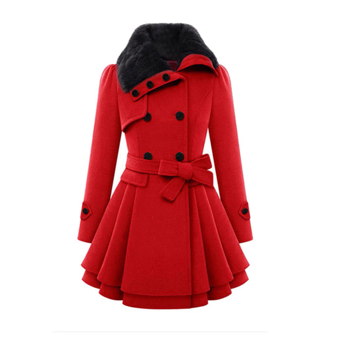 Women's Long Winter Jacket Quilted With Fur Collar and Comfortable Design
