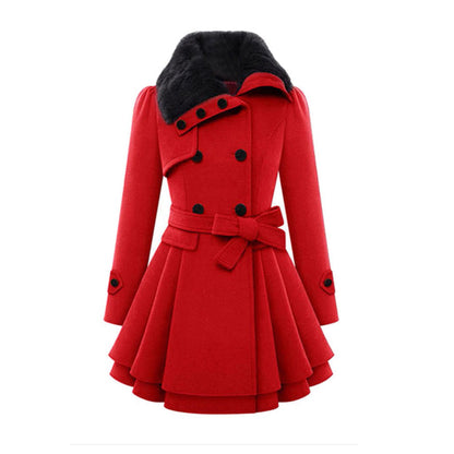 Women's Long Winter Jacket Quilted With Fur Collar and Comfortable Design