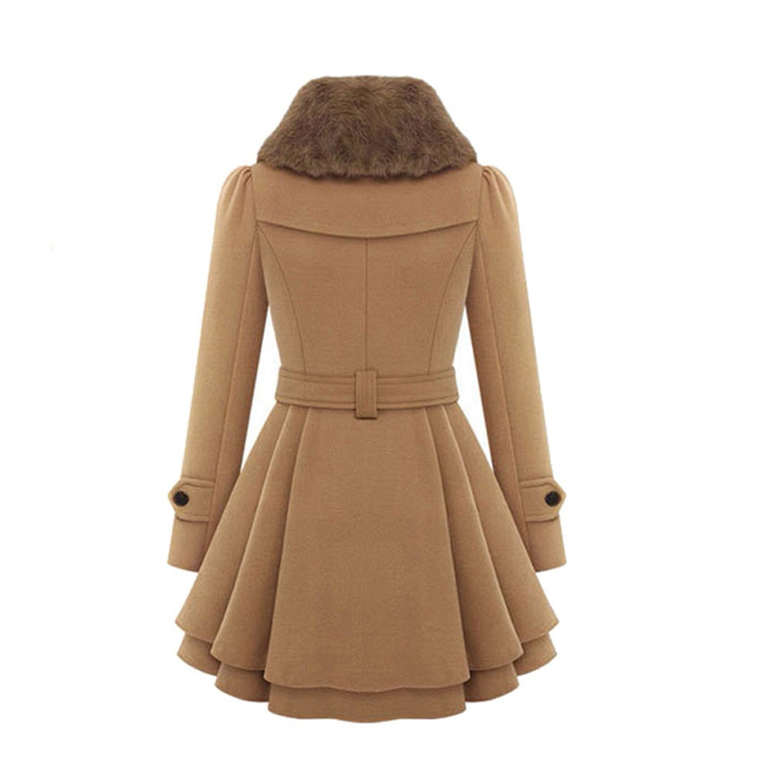 Women's Long Winter Jacket Quilted With Fur Collar and Comfortable Design