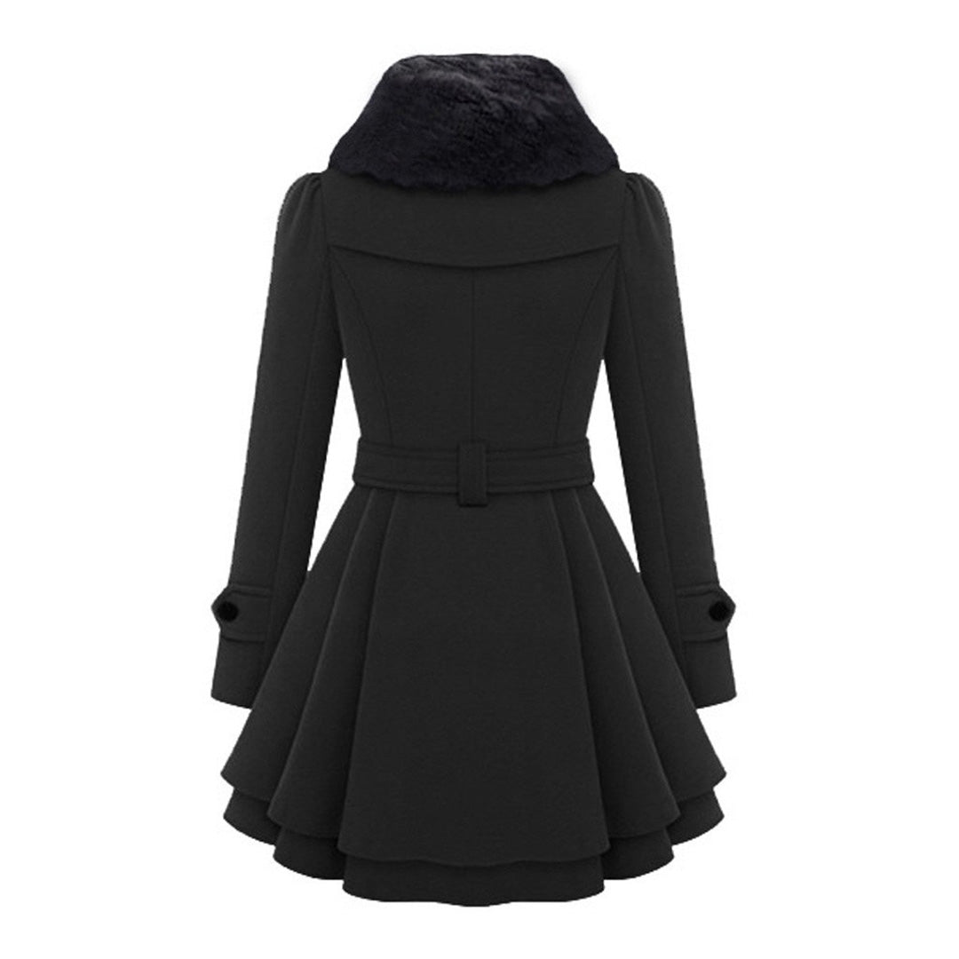 Women's Long Winter Jacket Quilted With Fur Collar and Comfortable Design