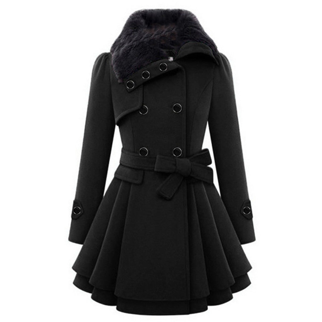 Women's Long Winter Jacket Quilted With Fur Collar and Comfortable Design